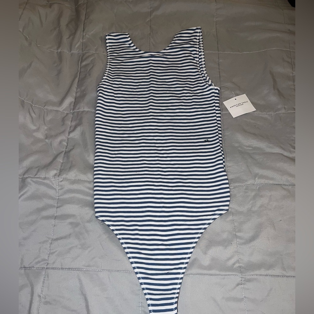 Aerie Navy and White Bodysuit